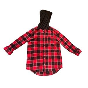 ART CLASS Red/Black Plaid Button Down Hoddie